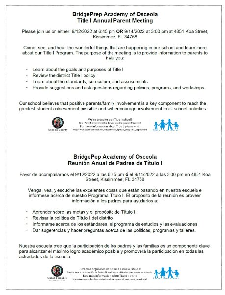 Title 1 Meeting: Annual Meeting 